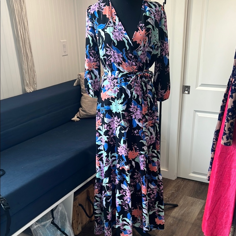 Bar III Floral Wrap Dress - Multicolor